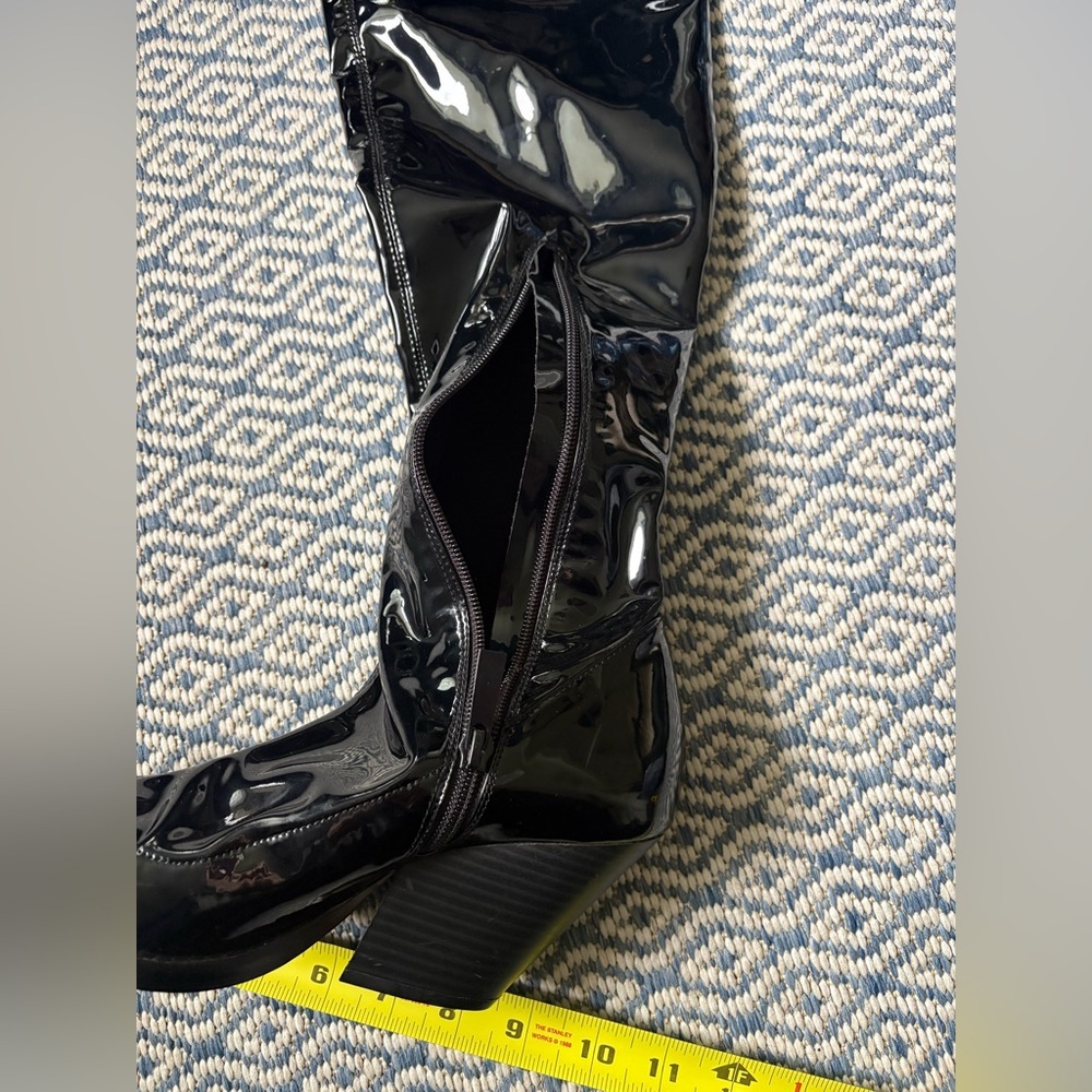 ZARA OVER THE KNEE LATEX WESTERN BOOTS! (Giuseppe Zanotti inspired) - Picture 7 of 13